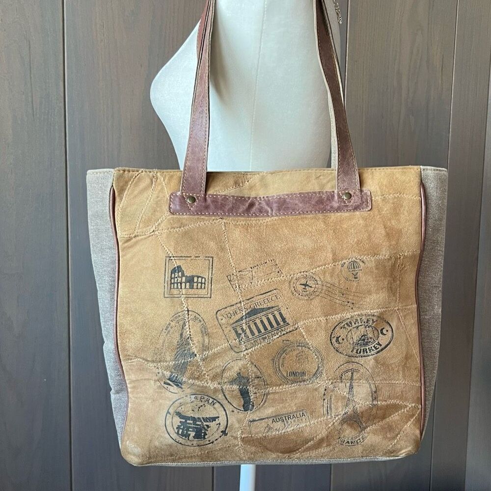 VAAN & CO. Leather and Canvas Tote